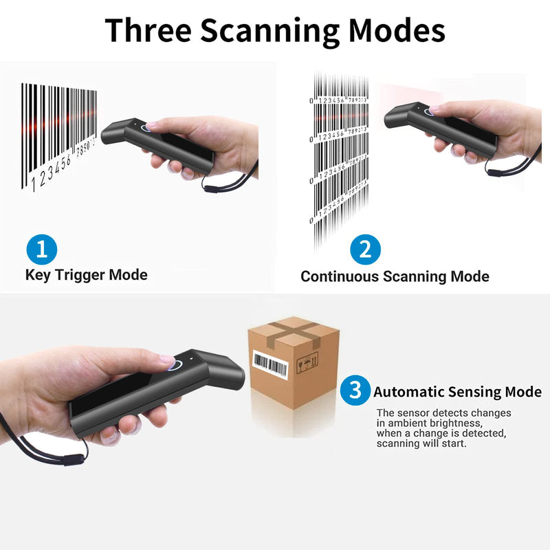 [Australia - AusPower] - 2D Barcode Scanner Compatible with Bluetooth & 2.4G Wireless & Wired Code Scanner Wireless Image Bar Code Reader for Laptops Computers Cashier iPhone iPad Android R50-2D 
