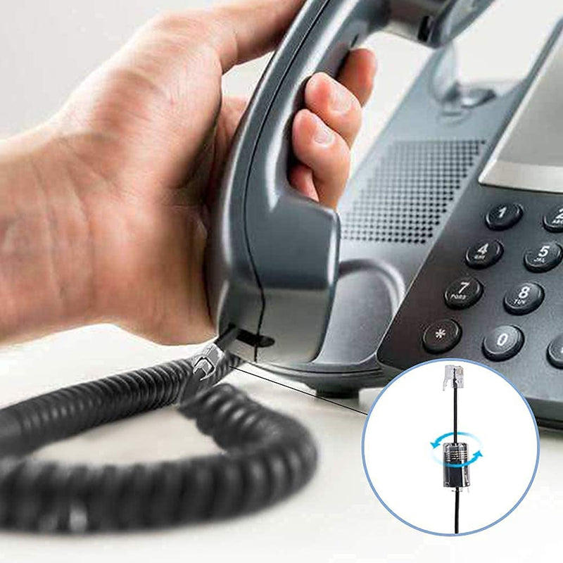 [Australia - AusPower] - Telephone Handset Cord Detanglers,Landline Handset Cord Cable 13Ft Uncoiled(1.2 Ft Coiled) and Anti-Tangle Telephone Cord Untangler 360 Degree Rotating Swivel Cord(Black) Black-13ft 