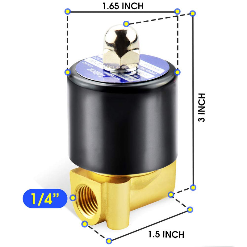 [Australia - AusPower] - TAILONZ PNEUMATIC 1/4 Inch NPT 12V/24V/110V/220V Brass Electric Solenoid Valve 2W025-08 Normally Closed Water, Air, Diesel DC12V 1/4" 