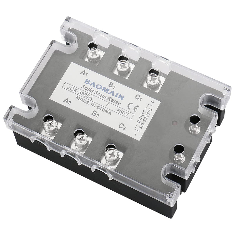 [Australia - AusPower] - Baomain 3 Phase Solid State Relay JGX-3380A 3.5-32 VDC Input 480VAC 80 Amp Output DC/AC 