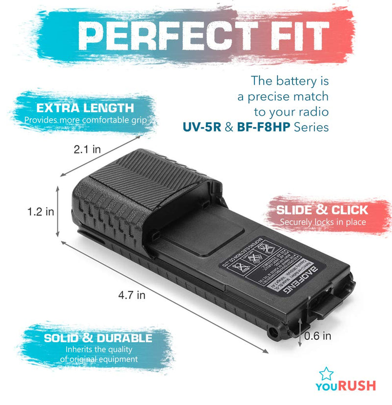 [Australia - AusPower] - youRUSH 2 Pack BAOFENG BL-5 Extended Battery 3800 mAh with USB Charging Cables - Compatible with UV5R, BF-F8HP, UV-5X3 Radio - BAOFENG Accessories Set of BAOFENG Replacement Battery BL5 & USB Charger 