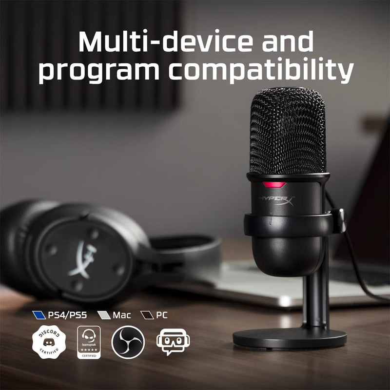 [Australia - AusPower] - HyperX SoloCast – USB Condenser Gaming Microphone, for PC, PS4, PS5 and Mac, Tap-to-Mute Sensor, Cardioid Polar Pattern, great for Gaming, Streaming, Podcasts, Twitch, YouTube, Discord Black 