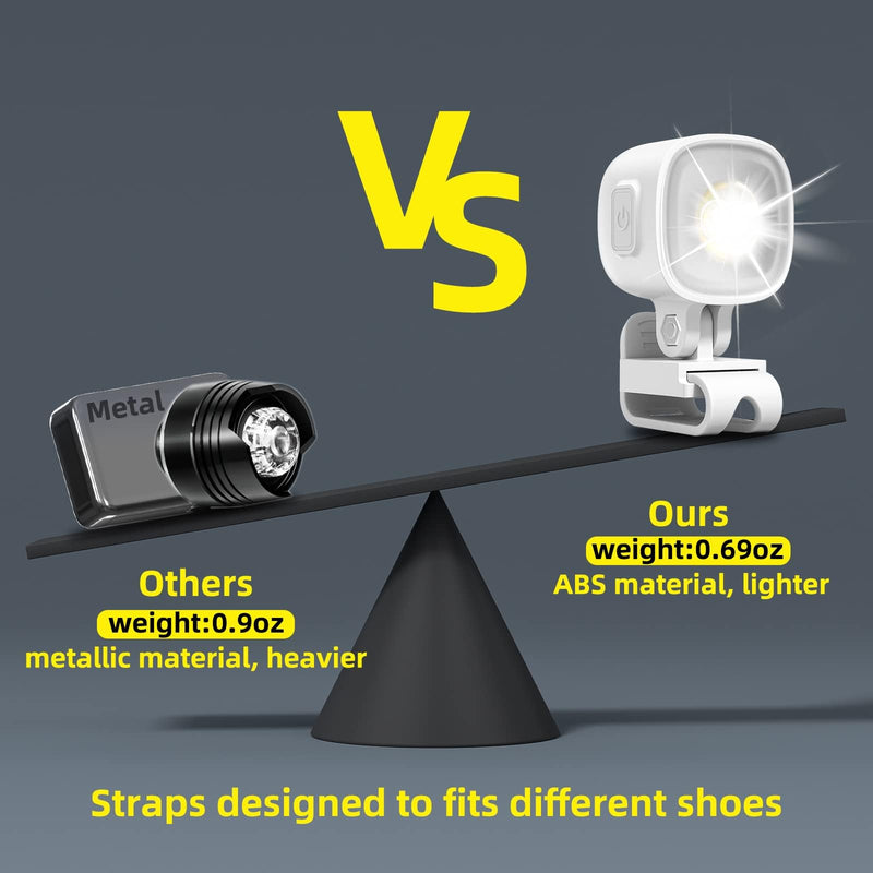 [Australia - AusPower] - 2 Pcs Rechargable Headlights for Croc, Outdoor Waterproof LED Flashlight for Shoes, Clip on Crock Light Attachment Charm, Accessories for Camping, Walking, IPX6, 3 Light Modes, Last 20 Hours 