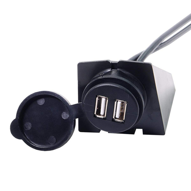 [Australia - AusPower] - CY USB 2.0 Dual Ports Extension AUX Flush Mount Car Mount Extension Cable for Dashboard Panel 1m Waterproof 