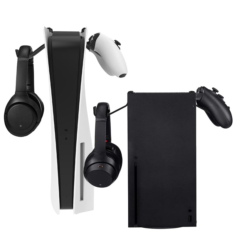 [Australia - AusPower] - PS5 Headphone Holder DOBEWINGDELOU Headset Hanger for PS5 and Xbox Series X Controller Stand Mount for PS 5 DualSense and Xbox Series X, No Screws No Adhesive Tape (Black) 