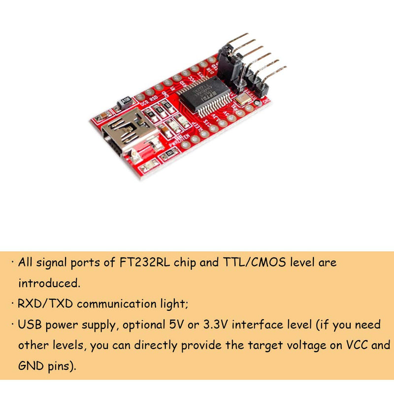 [Australia - AusPower] - Comimark 2Pcs FT232RL FTDI USB 3.3V 5.5V to TTL Serial Adapter Module for Arduino Mini Ports 