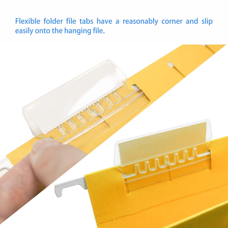 [Australia - AusPower] - File Folder Tabs, 210+210 Sets Hanging File Folder Tabs with Inserts for Hanging Folders, 2 Inch Clear Plastic Hanging File Tabs for Quick Identification 