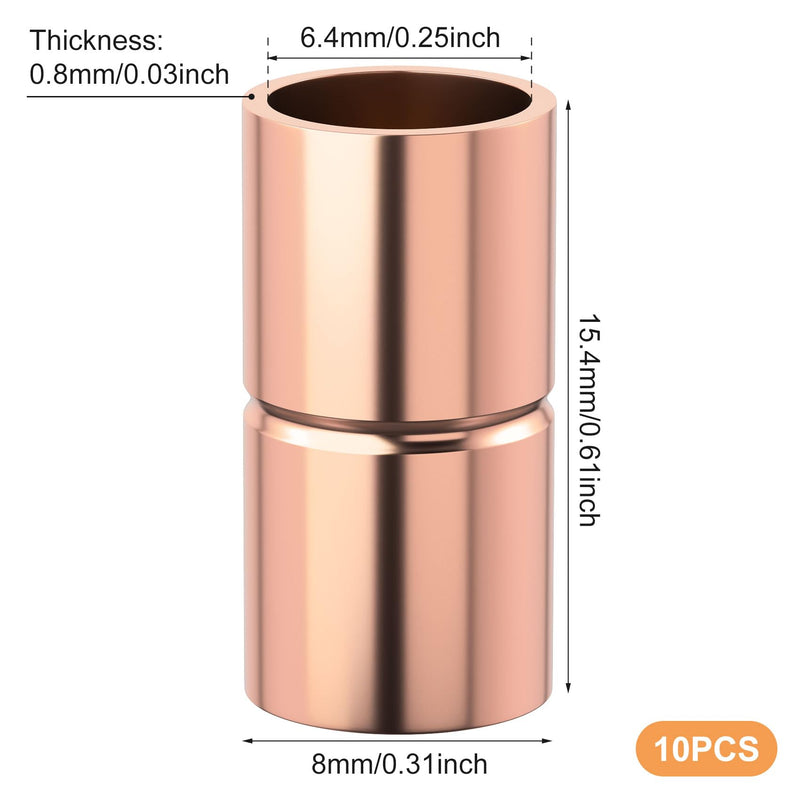 [Australia - AusPower] - HINZIC 10Pcs 1/4" Straight Copper Coupling Fittings, Sweat Solder Connection Connector End Repair Coupler Copper Fittings for HVAC Air Conditioner, with Rolled Tube Stop Sweat Ends 