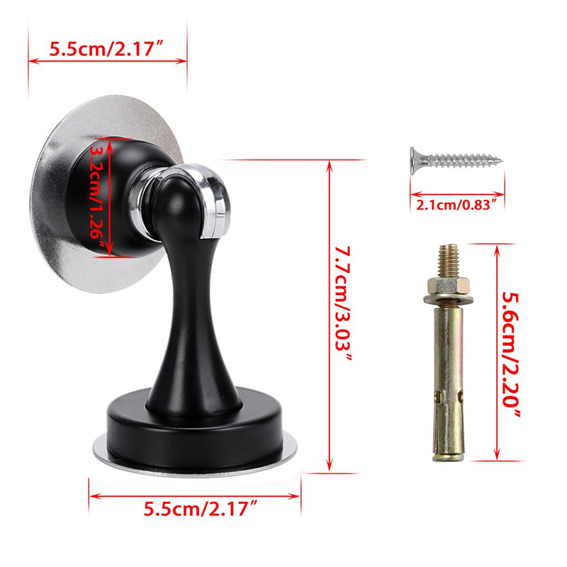 [Australia - AusPower] - Sumnacon Magnetic Door Stopper, Heavy Duty Stainless Steel Door Stop Holder Come with 4 Pcs 3M Double-Sided Adhesive Tape & Hardware Screws,Install with Adhesive Tape Or Screws On Floor Wall (Black) Black 