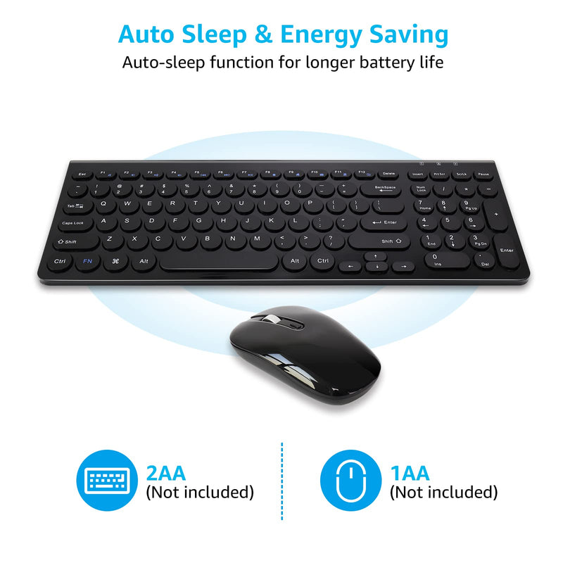 [Australia - AusPower] - LeadsaiL Wireless Keyboard and Mouse Combo, 2.4G Cordless Mouse and Keyboard Set with Numeric Keypad, Ultra-Slim, Compact, Quiet, for Windows, Mac, Computer, Desktop, PC, Notebook, Laptop Black-Retro Key Cap 