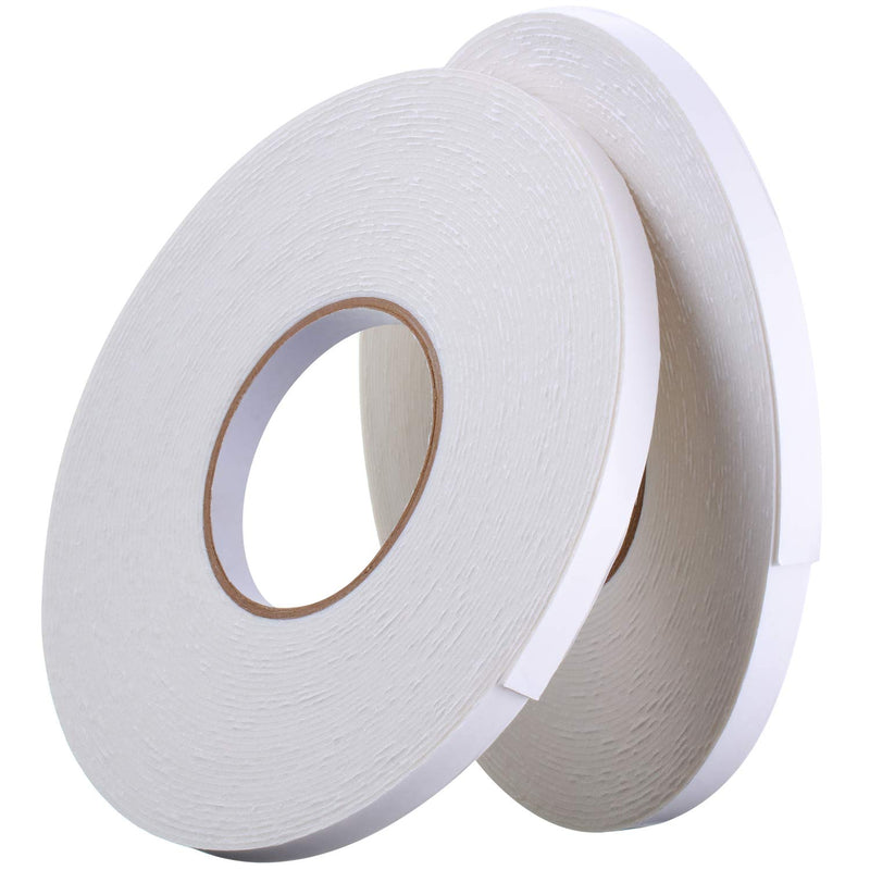 [Australia - AusPower] - 3 Rolls Double Sided Foam Tape PE Roll Foam Tape Double Faced Sponge Adhesive Mounting Tape (White, 1/2 Inch by 50 Feet) White 