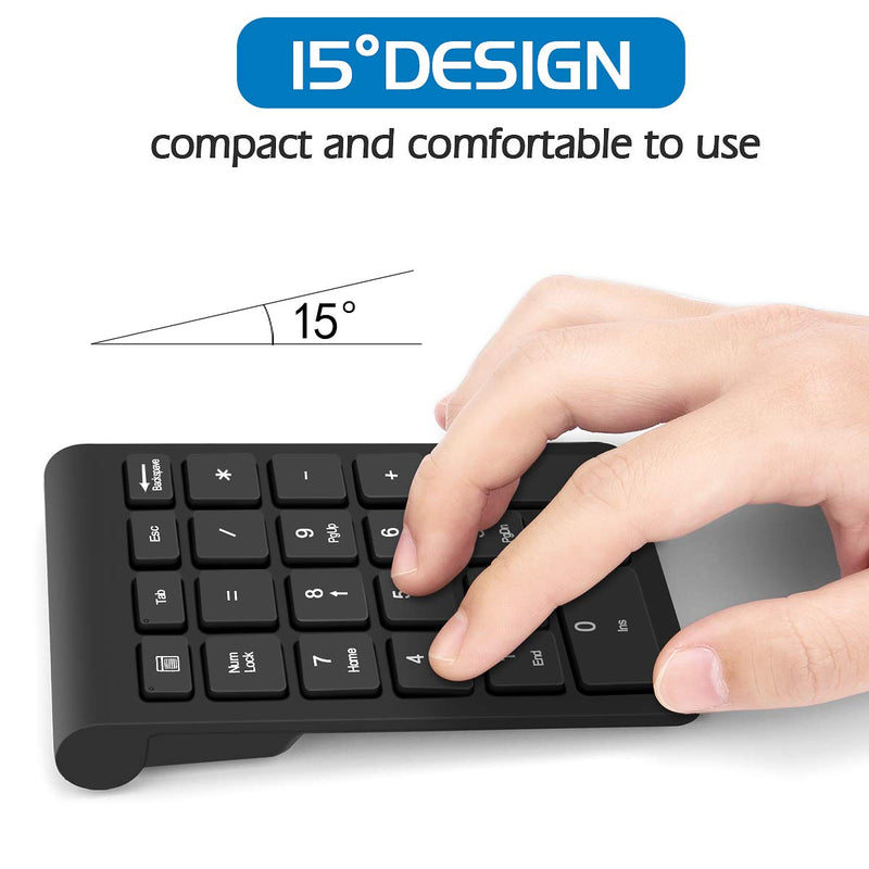 [Australia - AusPower] - Wireless Number Pads, Numeric Keypad Numpad 22 Keys Portable 2.4 GHz Financial Accounting Number Keyboard Extensions 10 Key for Laptop, PC, Desktop, Surface Pro, Notebook Black 