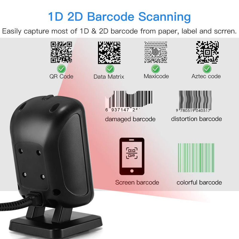 [Australia - AusPower] - Eyoyo 2D Hands-Free Barcode Scanner, Omnidirectional USB Wired Desktop Barcode Reader 1D 2D PDF417 Data Matrix Bar Code Reader with Automatically Scanning for Retail Store Supermarket Mall Business Blue Desktop Barcode Scanner 