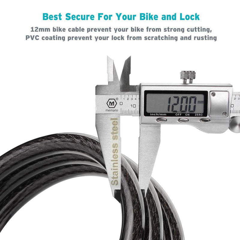 [Australia - AusPower] - Titanker Bike Lock, Bike Locks Cable Lock Coiled Secure Keys Bike Cable Lock with Mounting Bracket, 1/2 Inch Diameter 4 FT Clear Black 