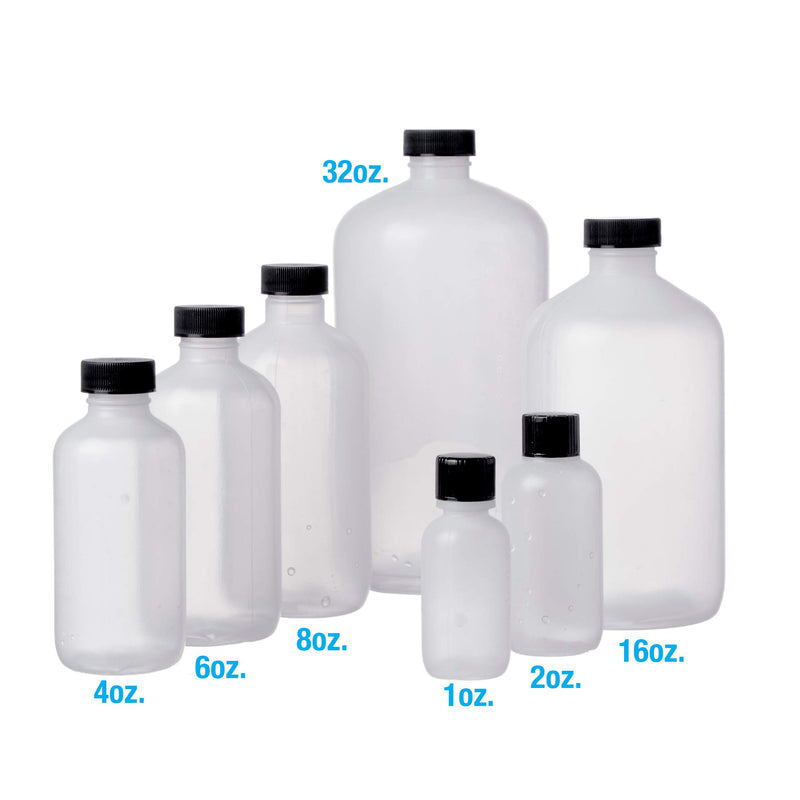 [Australia - AusPower] - Consolidated Plastics Boston Round Bottles with Cap, LDPE, 1 oz, Black, 24 Piece 1oz 