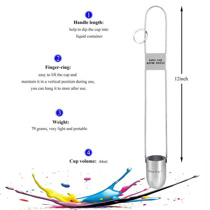 [Australia - AusPower] - Zahn Cup Immersion Viscosity Cup, Dip Type Stainless Steel Viscometers for Test The Viscosity of Newtonian or Approximate Newtonian Liquid (NO.3) NO.3 