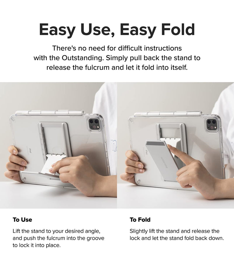 [Australia - AusPower] - Ringke Outstanding Universal Tablet Stand Spring-Action Adjustable Slim Thin Kickstand Multi Angle Adhesive Holder for iPad, Android Tablets, E-Reader, and More - Clear Mist 