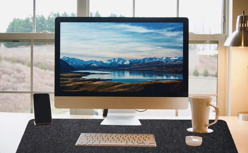 [Australia - AusPower] - DAWNTREES Large Felt Desk Pad , 40''x16'' Full Desk Mouse Pad, Desk Pad for Keyboard ,Computer Mat for Desk ,100X40cm Felt Desk Mat for Desk Pad Protector 100x40cm Dark Grey 