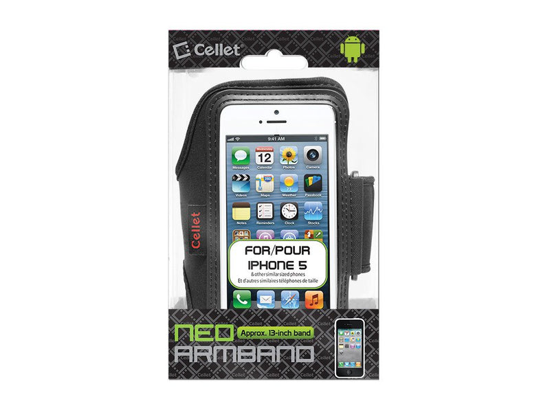 [Australia - AusPower] - Armband for Apple iPhone 5, 5S, 5C, SE with 13in Armband & Key Pocket-Neoprene-by Cellet 