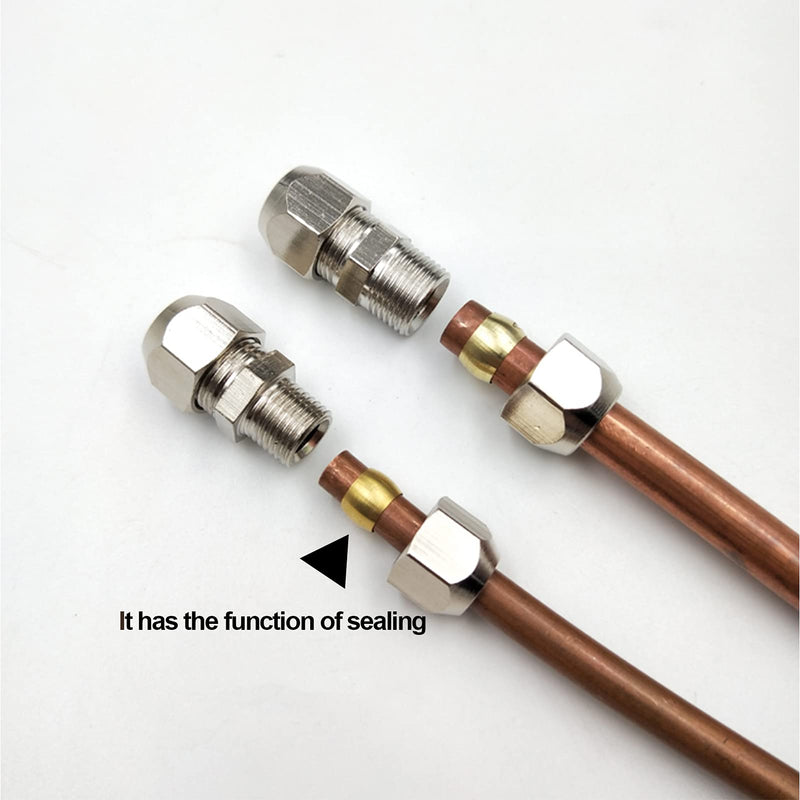 [Australia - AusPower] - Taigoehua 120PCS Tube OD（1/4" 3/8" 1/2") Brass Compression Sleeves Ferrules Fitting Assortment Kit 