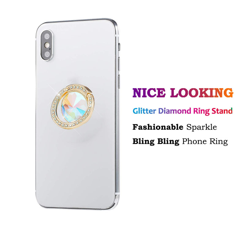 [Australia - AusPower] - Glitter Bling Bling Phone Ring Holder,Sparkle Phone Ring Artificial Diamond Kickstand,Rhinestone Cell Phone Finger Ring Grip for Girls Women for Almost All Phones,Pad(Gold) Gold B 