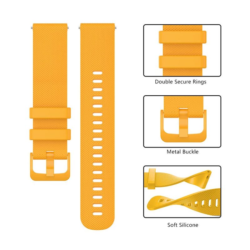 [Australia - AusPower] - OVERSTEP Vicoactive 3 Watch Band, 20mm Soft Silicone Bands for Garmin Vivoactive 3/Forerunner 245/645 Music/Samsung Galaxy Watch 42mm/Galaxy Watch 3 41mm/Galaxy Watch Active 2 40mm/44mm Yellow 