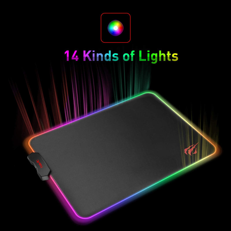 [Australia - AusPower] - havit RGB Gaming Mouse Pad Soft Non-Slip Rubber Base Mouse Mat for Laptop Computer PC Games (13.8 X 9.8 X 0.16 inches, Black) 13.8*9.8*0.16 inches 