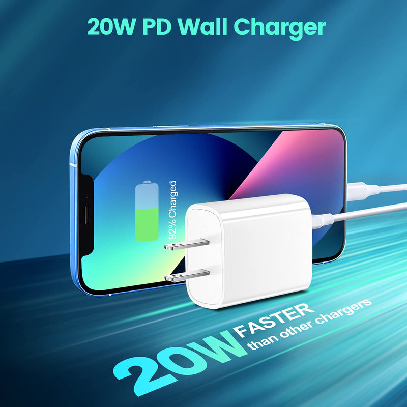 [Australia - AusPower] - USB C Wall Charger 20W Compatible for iPhone 13/13 Pro/13 Pro Max, iPhone 12/12 Pro, iPhone 11/11 Pro, QOMOLAMA Fast Charger Block Power Delivery 3.0, USBC Charging Adapter, Type C Charger Cube Box White 