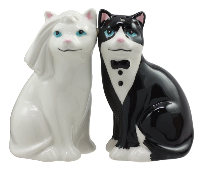 [Australia - AusPower] - Ebros Wedding Cats Feline Black And White Cats In Tuxedo And Bridal Gown Salt And Pepper Shakers Ceramic Magnetic Figurine Set 3.75"H 