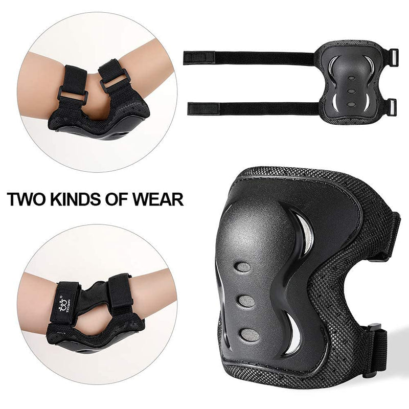 [Australia - AusPower] - boruizhen Kids & Adult/Youth Knee and Elbow Pads with Wrist Guards 3 in 1 Protective Gear Set for Skateboarding Cycling BMX Bike Scooter Skating Rollerblading Riding Black Small (3-7 years) 