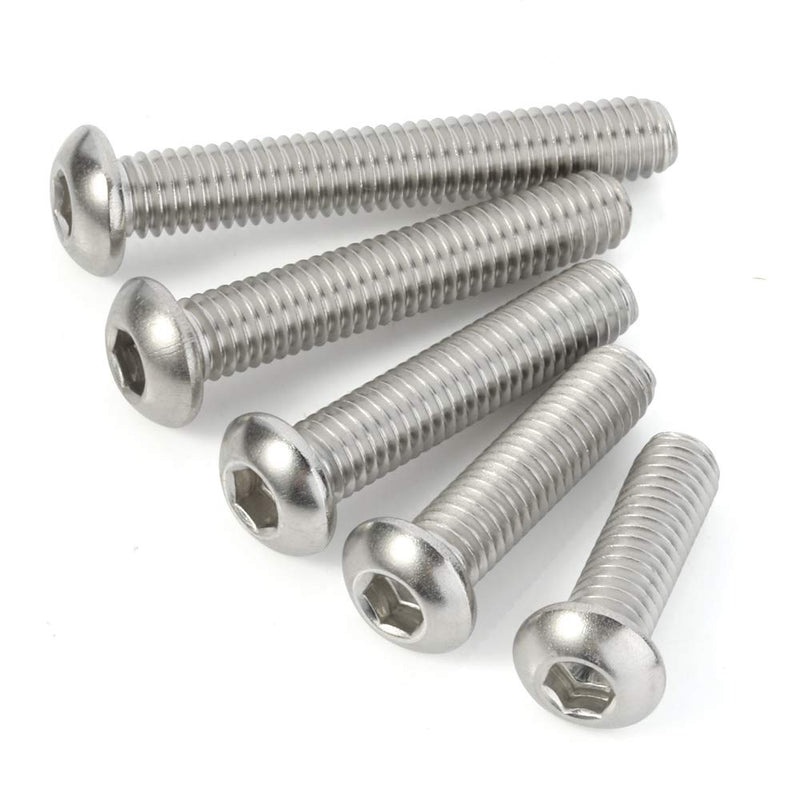 [Australia - AusPower] - 50 PCS M4 x 20/25/30/35/40mm Button Head Socket Cap Screw Assortment, Stainless Steel 18-8 (304), Bright Finish 