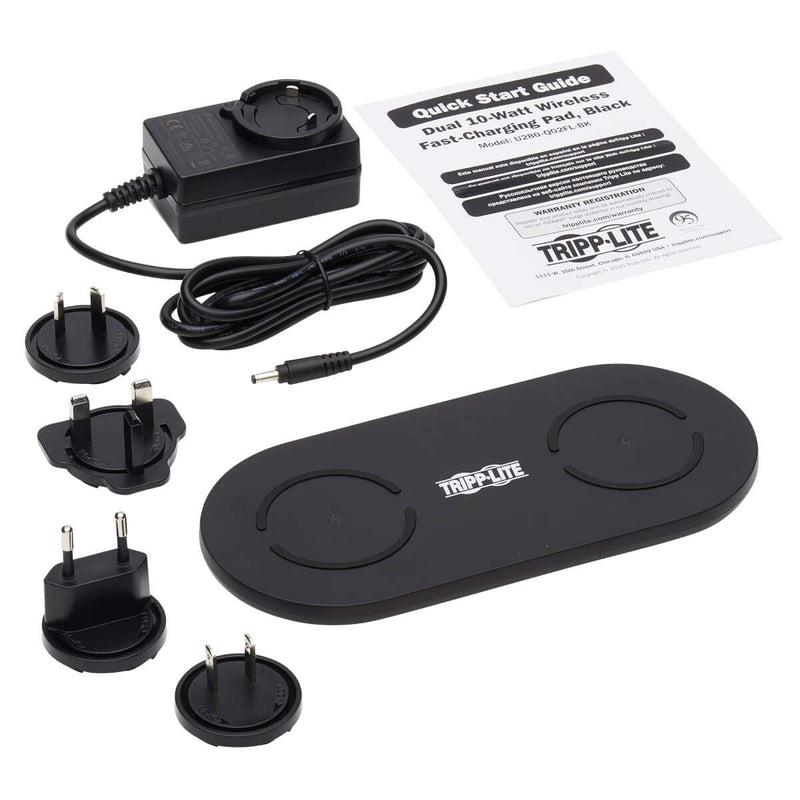 [Australia - AusPower] - Tripp Lite Dual Wireless Charging Pad Qi-Certified for iPhone Android Black (U280-Q02FL-BK) 