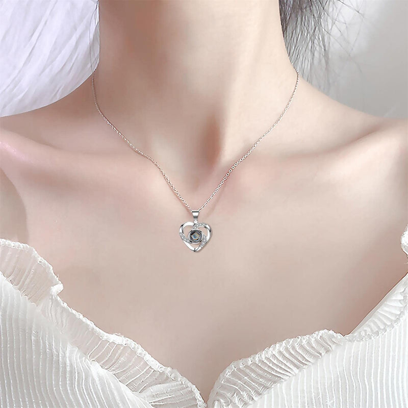 [Australia - AusPower] - Gifts for Mom Women Mothers Day Preserved Real Rose with Heart Love You 925 Sterling Silver Necklace in 100 Languages Best Birthday Gifts for Her from Daughter Son Lead-Free Stocking Stuffers Red Gold 