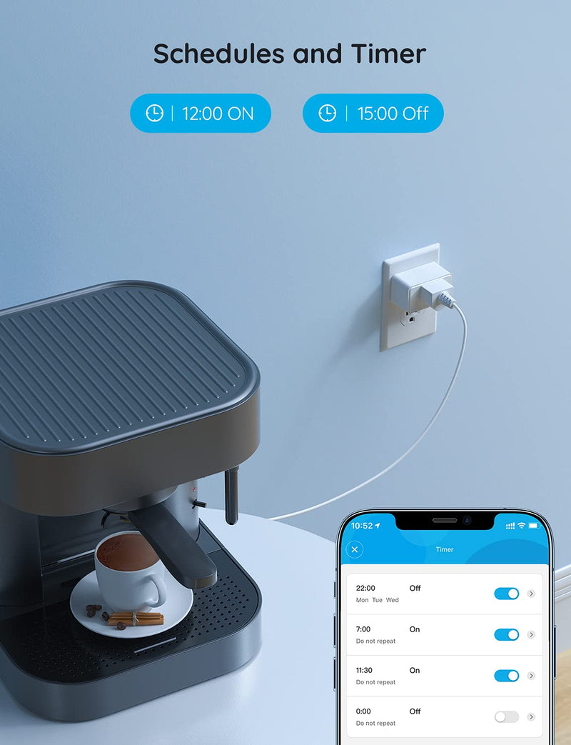 [Australia - AusPower] - Govee Smart Plug, WiFi Bluetooth Outlets 4 Pack Work with Alexa and Google Assistant, 15A WiFi Plugs with Multiple Timers, Govee Home APP Group Control Remotely, No Hub Required, ETL&FCC Certified 