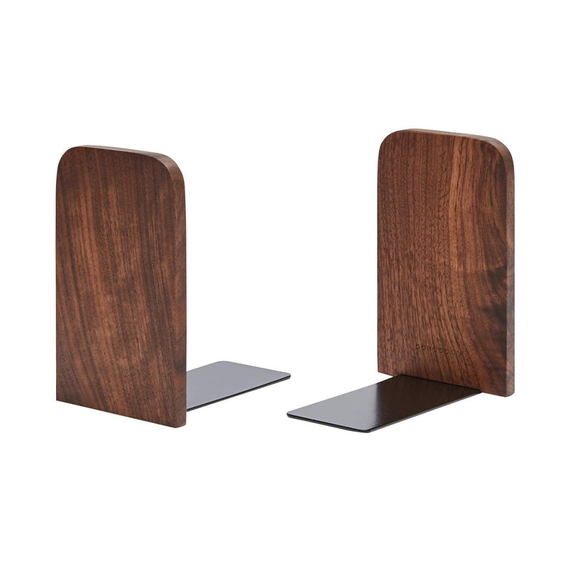 [Australia - AusPower] - Pandapark Wood Bookends,Pack of 1 Pair,Non-Skid,Black Walnut,Office Book Stand (Black Walnut-A) Black Walnut-a 