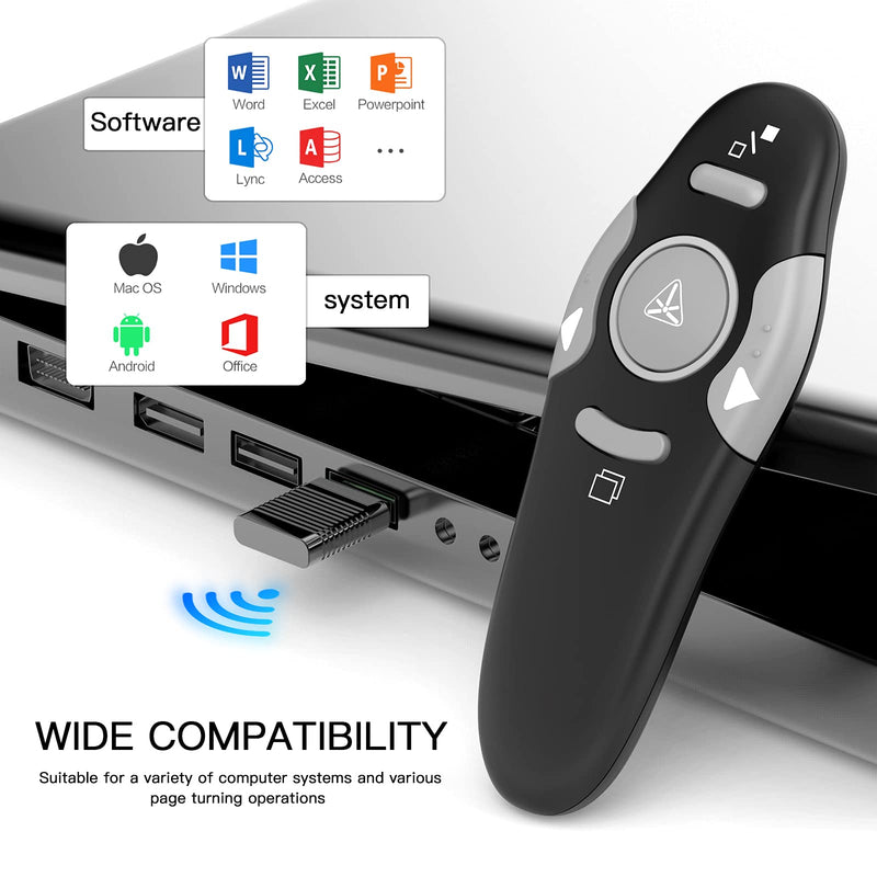 [Australia - AusPower] - 2 PCS Qui Wireless Presenter Remote RF 2.4GHz USB Presentation Remote Control PowerPoint Presentation Clicker for Mac/Keynote/PC/Laptop/PPT 2 PCS 