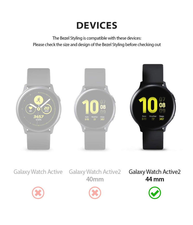 [Australia - AusPower] - Ringke Bezel Styling Full Cover for Galaxy Watch Active 2 (44mm Only) Case Bezel Ring Adhesive Accessory - Silver (GW-A2-44-42) Full Cover Silver (GW-A2-44-42) 