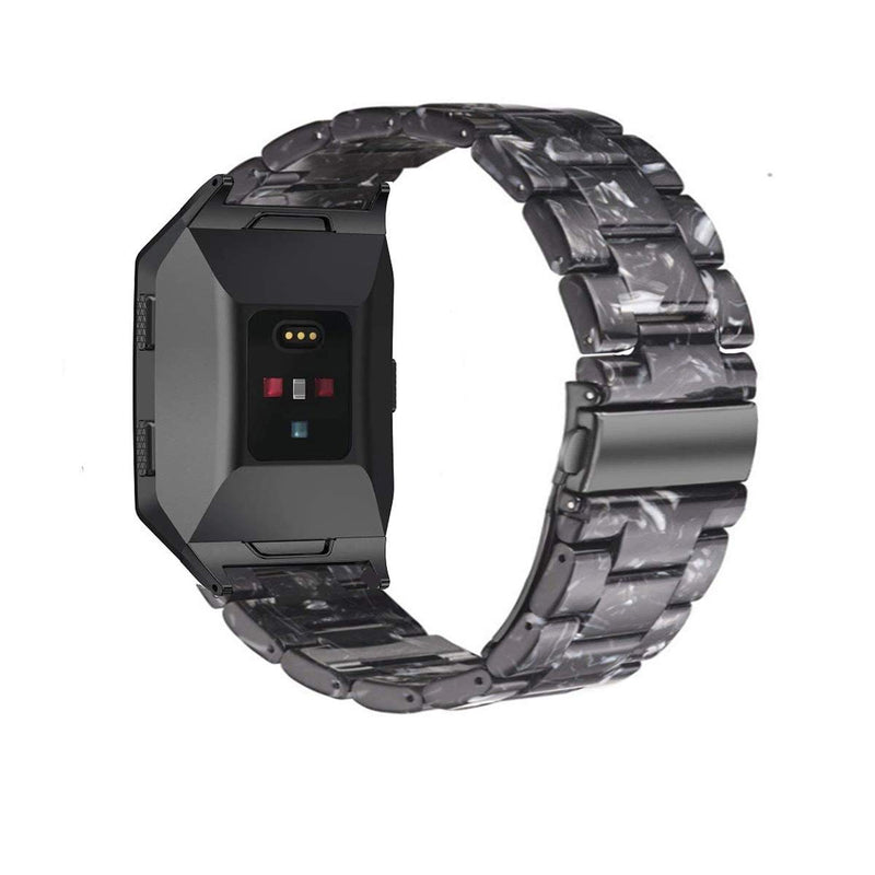 [Australia - AusPower] - Ayeger Resin Band Compatible with Fitbit Ionic,Women Men Resin Accessory Band Wristband Strap Blacelet for Fitbit Ionic Smart Watch Fitness (Black) Black 