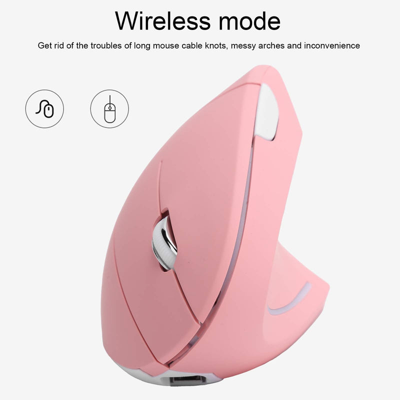 [Australia - AusPower] - Ergonomic Vertical Mouse, 2.4G Wireless Optical Game Mouse, RGB Backlight, Adjustable 4-Level 2400DPI, 6 Button for PC/ Laptop Desktop(Pink) 