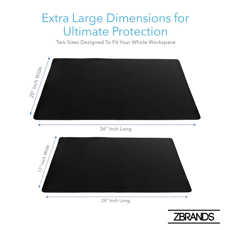 [Australia - AusPower] - ZBRANDS // Leather Smooth Desk Mat Pad Blotter Protector 24" x 17", Midnight Black, Extended Non-Slip Rectangular, Laptop Keyboard Mouse Pad 24" x 17" 