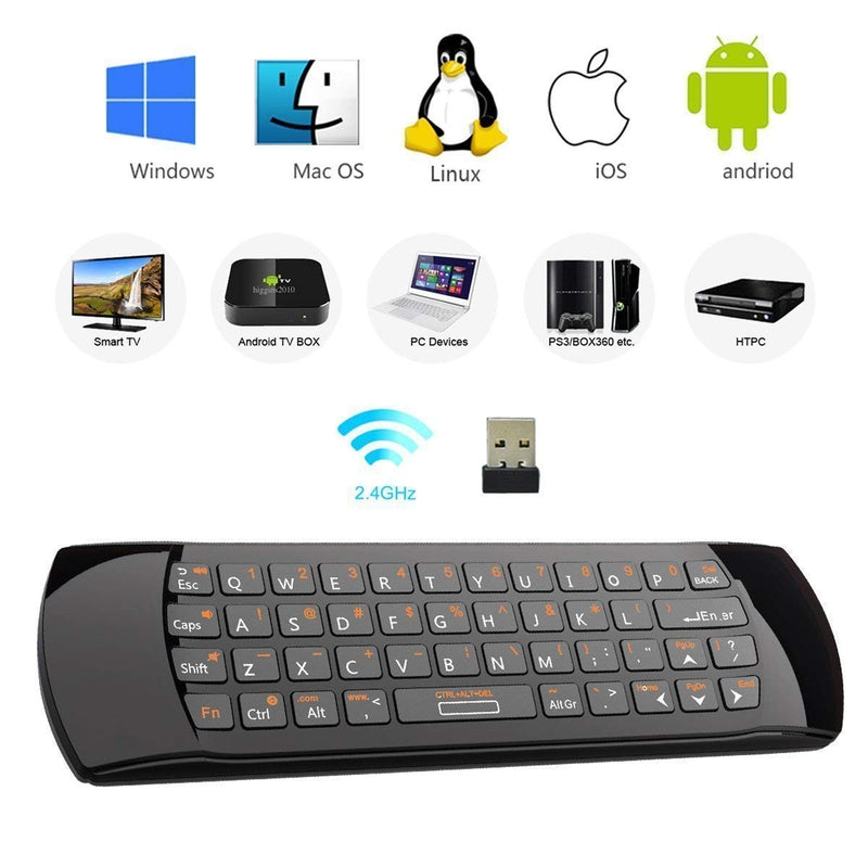 [Australia - AusPower] - Rii K25 Multifunction Portable 2.4GHz Mini Wireless Fly Mouse Keyboard and Remote Control with Rechargeable Li-ion Battery (Black) 