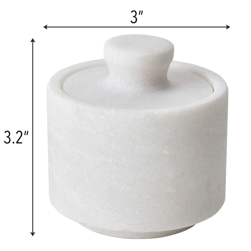 [Australia - AusPower] - White Marble Salt Cellar Keeper With Lid 