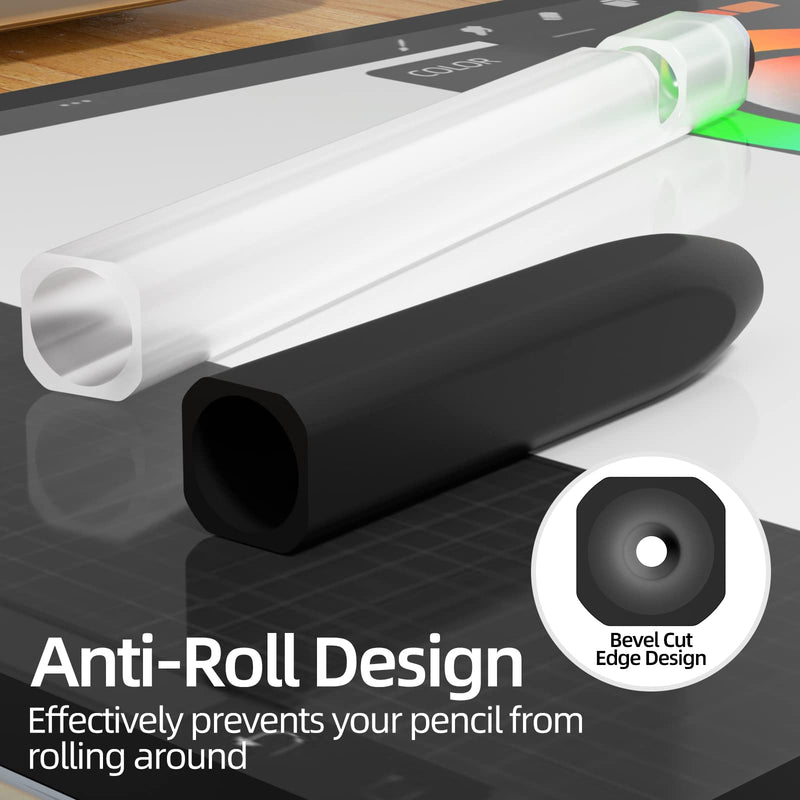 [Australia - AusPower] - JOOSKO Pencil Case Compatible with Apple Pencil 1st Generation Case, [2 Pack] Soft Silicone Pencil Case， [with 10 Pencil tip Cover] for Apple Pencil 1st Generation. (Black, Black) Black, Black 