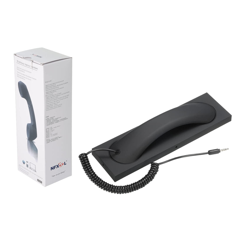 [Australia - AusPower] - MECCANIXITY 3.5mm Retro Telephone Handset with Base Telephone Receiver for Microphone Speaker Black 