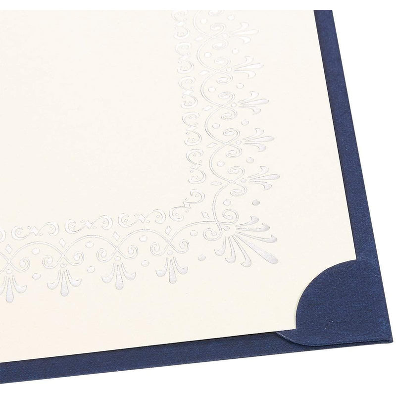 [Australia - AusPower] - 12-Pack Certificate Holder - Diploma Cover, Document Cover for Letter-Sized Award Certificates, Navy Blue, Silver Foil, 11.2 x 8.8 Inches 