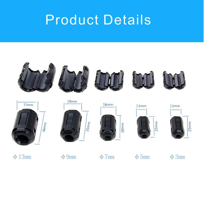 [Australia - AusPower] - iSKUKA [Pack of 10] Ferrite Beads Clip - on Design for HDMI Cable USB Cable Noise EMI RFI Suppressor Ferrite Core Ferrite Ring (5MM) 5MM 