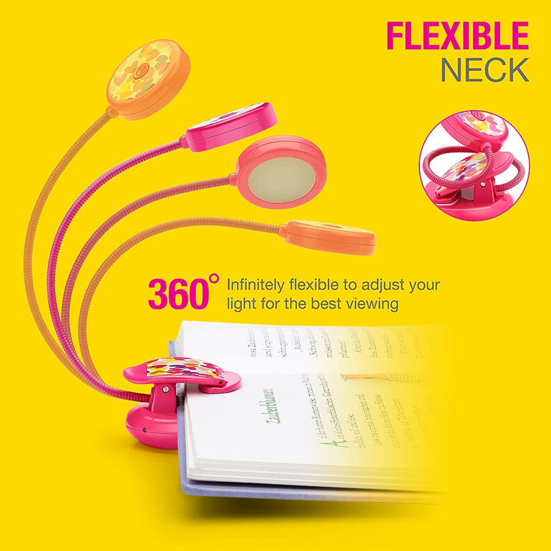 [Australia - AusPower] - Vekkia Cute Rechargeable 7 LED Eye-Care Book Light, Clip on Reading Lights for Reading in Bed at Night, 3 Levels, 1.8oz Light Weight, Up to 40 Hours Reading, Great Gift for Kids & Readers (Rose Red) 