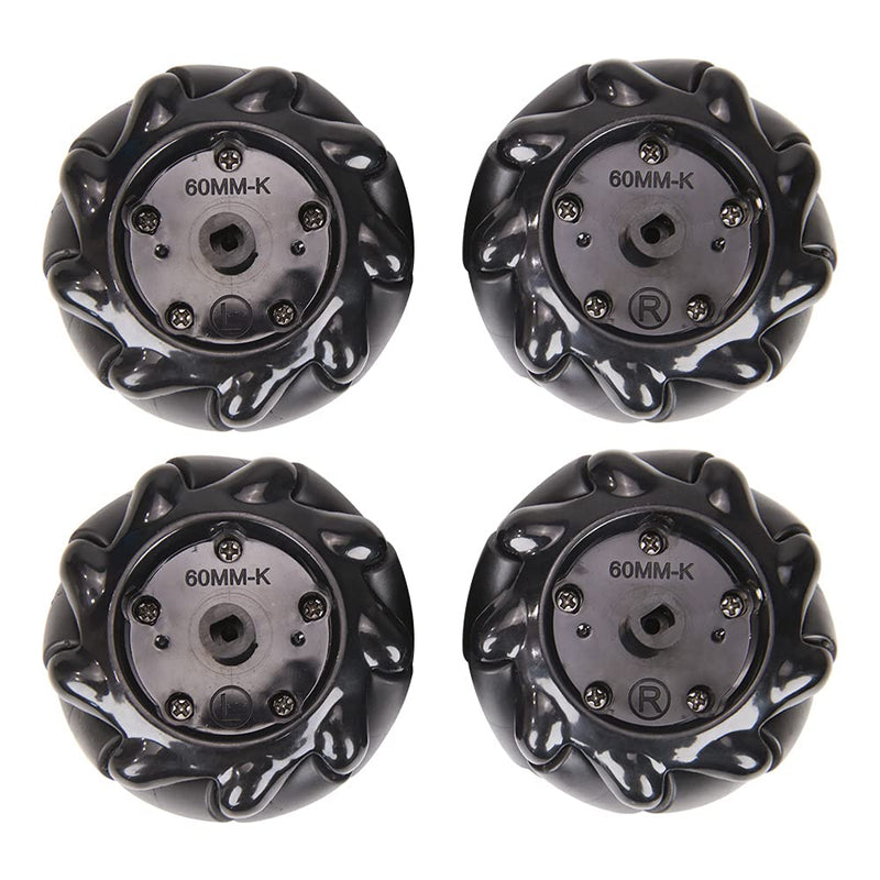 [Australia - AusPower] - LewanSoul Mecanum Wheel, 60mm High Hardness Plastic Wheel, Omni-Directional Wheel Intelligent Robot Car Components, DIY Accessories(4PCS) 