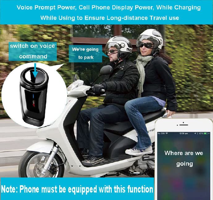 [Australia - AusPower] - Motorcycle Bluetooth Intercom with FM Radio, 5.0 Bluetooth Motorcycle Helmet Bluetooth Headset Communication With Noise Cancellation Up to 6 Riders with Noise Cancellation, FM, Waterproof (1set) 1 Pack 