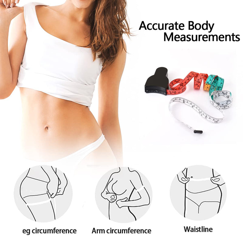 [Australia - AusPower] - 3Pcs Body Measure Tape 60inch (150cm), Automatic Telescopic Tape Measure, Portable and Ergnomic , Retractable Measuring Tape for Body Measurement and Weight Loss Black 